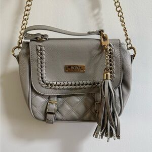 BCBG Gray Crossbody Bag with Gold Chain